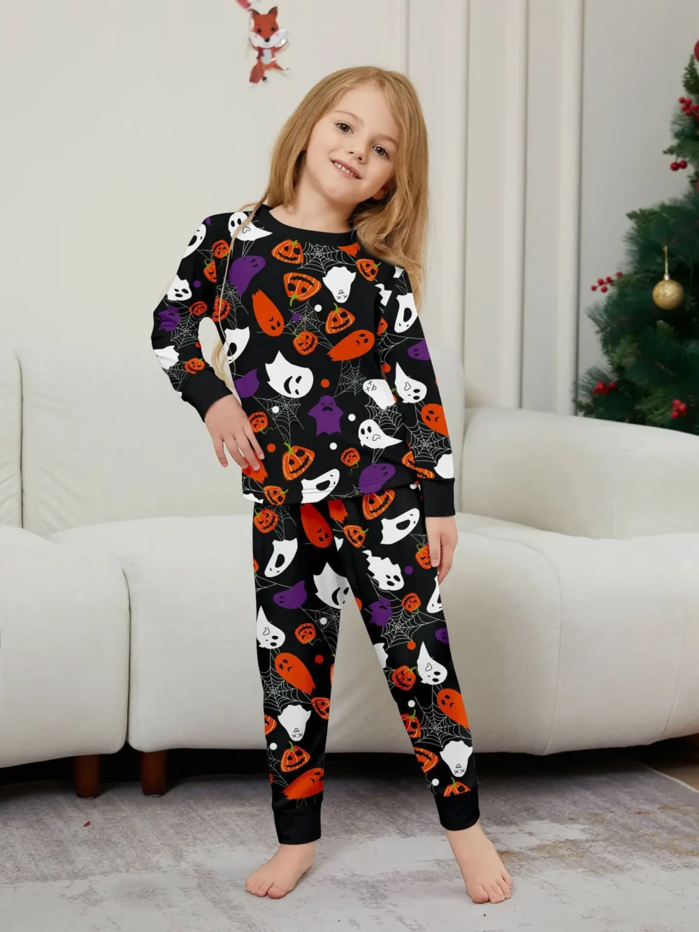 2025 New Holiday Wear Halloween Matching Outfits for Family Women Men Boys Girls Pajamas Set Pumpkin Skull Print 2 Pieces Suit - Image 5