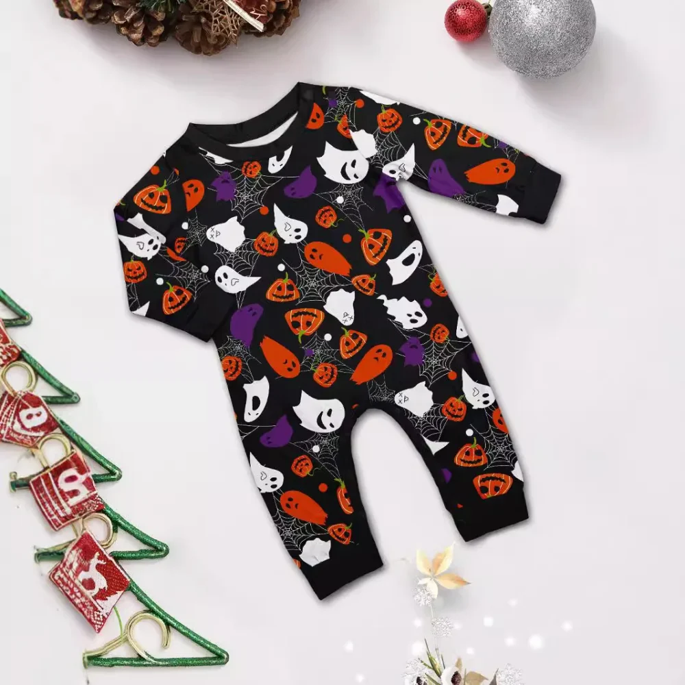 2025 New Holiday Wear Halloween Matching Outfits for Family Women Men Boys Girls Pajamas Set Pumpkin Skull Print 2 Pieces Suit - Image 6