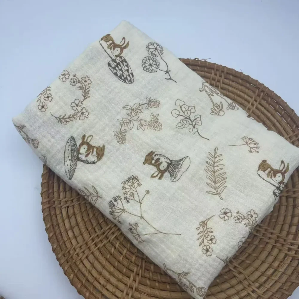 Cotton Swaddle Blanket Baby Blanket Floral Print Muslin Diaper Swaddle New Born Crinkle Fabric Baby Born Stroller Cover - Image 6