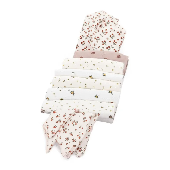 Cotton Swaddle Blanket Baby Blanket Floral Print Muslin Diaper Swaddle New Born Crinkle Fabric Baby Born Stroller Cover